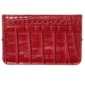 NWT B-Low the Belt red vegan leather croc card case